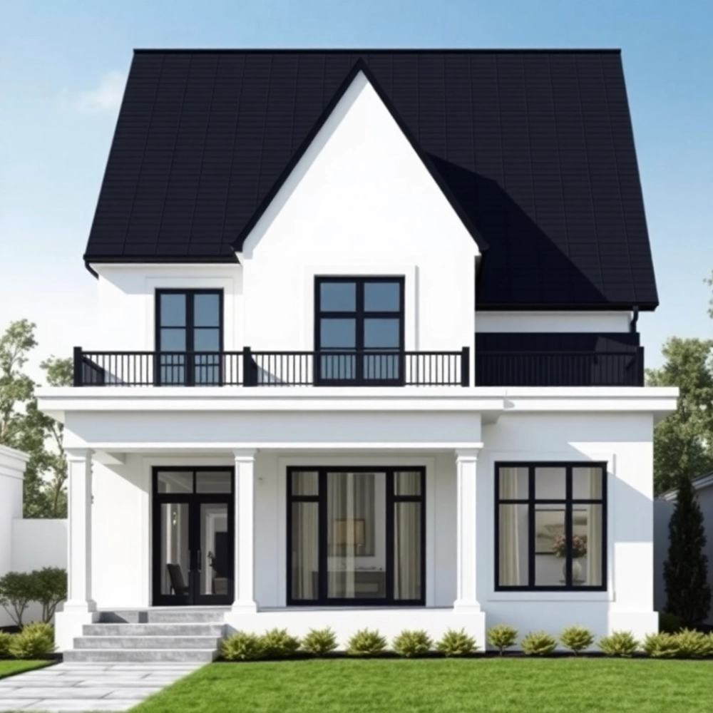 Biala Elewacja Czarny Dach