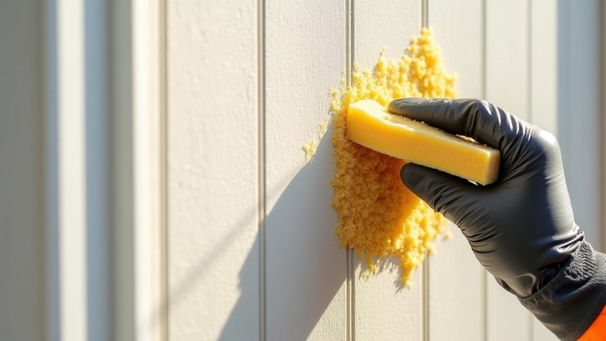 Gąbkowanie kleju na elewacji