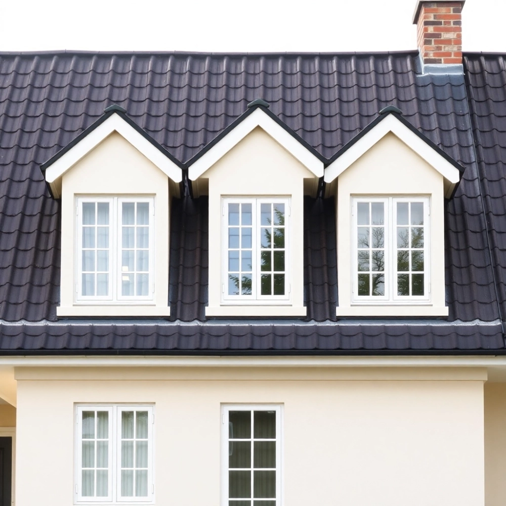 Grafitowy dach białe okna jaka elewacja