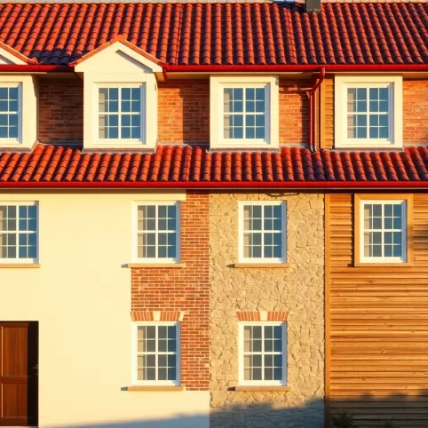 Czerwony dach białe okna jaką elewacja