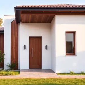 Elewacja Domu Biała Z Drewnem