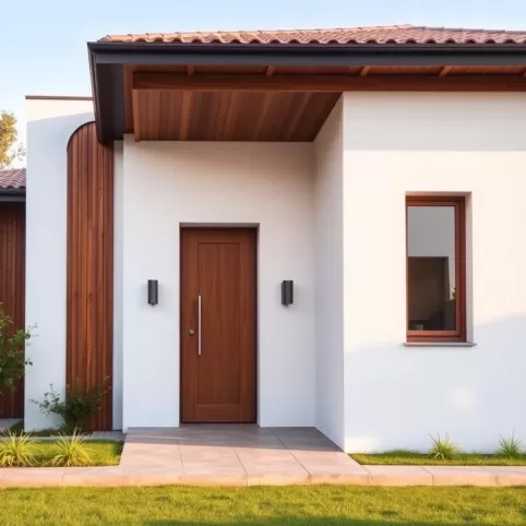 Elewacja Domu Biała Z Drewnem